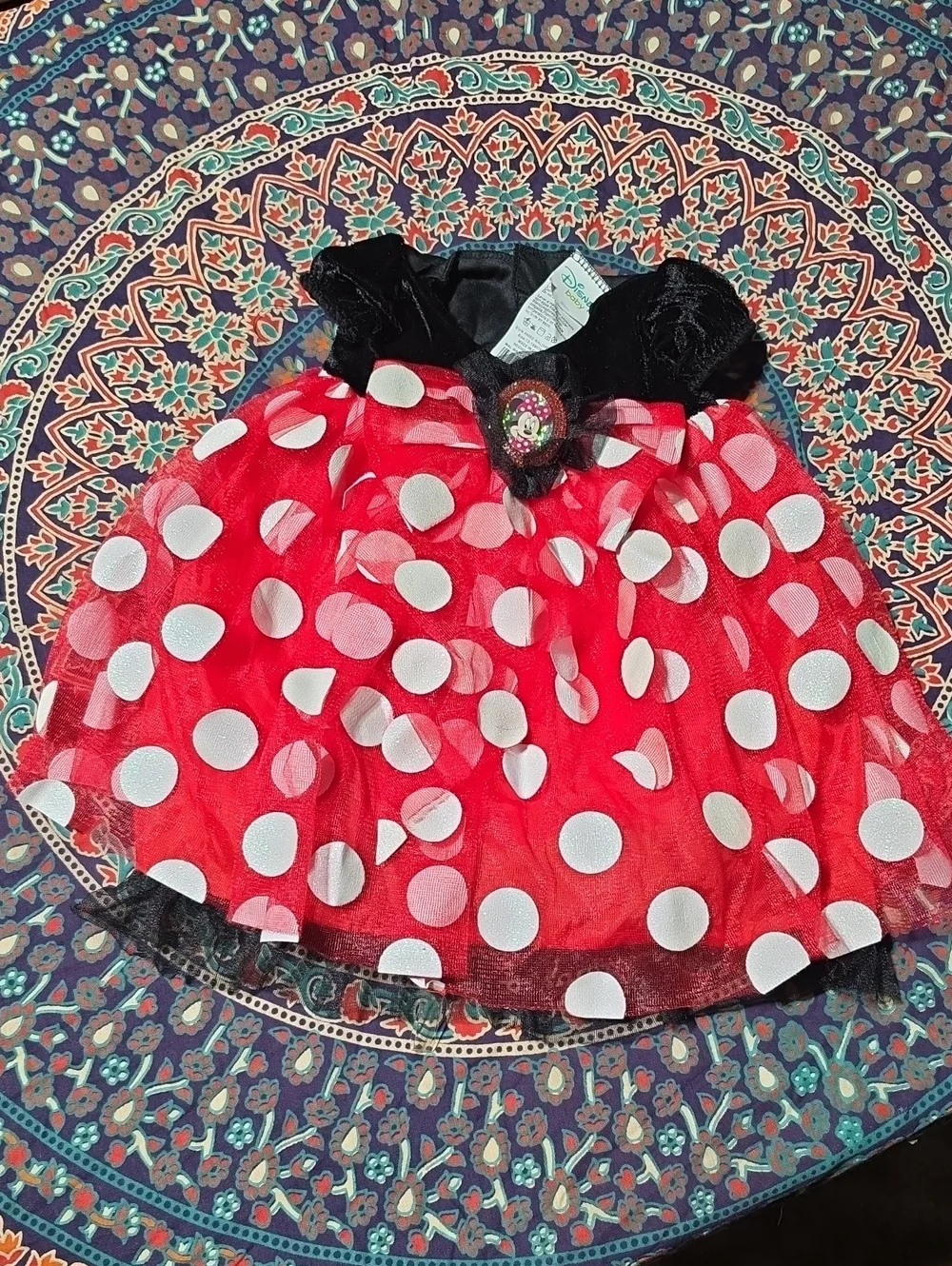 Disney Red and White Polka Dot Minnie Mouse Dress with Black Bodice